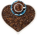 Coffee Beans in a Heart Shaped Bowl Royalty Free Stock Photo