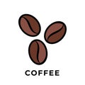 Coffee beans icon vector design illustration. Coffee icon vector isolated on white background. Simple Coffee beans design for Logo Royalty Free Stock Photo