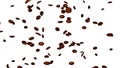 Coffee beans isolated on white background. Coffee explosion. 3d render. Royalty Free Stock Photo