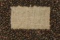 Coffee beans on Jute background Royalty Free Stock Photo