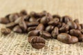 Coffee beans on a jute telo