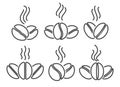 Coffee beans line icons set