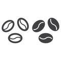 Coffee beans line and solid icon, outline and filled vector sign, linear and full pictogram isolated on white