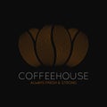 Coffee beans logo. Coffeehouse dark design on black background