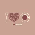 Coffee beans love concept background