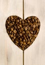 Coffee beans love heart Royalty Free Stock Photo