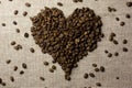 Coffee beans love heart Royalty Free Stock Photo