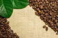 Coffee beans lying on the sacking Royalty Free Stock Photo