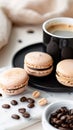 coffee beans and macarons, white background, product photography Royalty Free Stock Photo