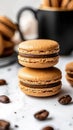 coffee beans and macarons, white background, product photography Royalty Free Stock Photo