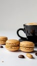 coffee beans and macarons, white background, product photography Royalty Free Stock Photo
