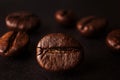 Coffee beans. Macro photo. The concept of growing and making coffee. Royalty Free Stock Photo