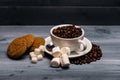 Coffee beans, marshmallows and oatcake Royalty Free Stock Photo