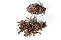 Coffee beans in metal box Royalty Free Stock Photo