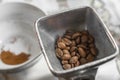 Coffee beans in an old coffee grinder Royalty Free Stock Photo