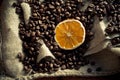 Coffee beans with orange Royalty Free Stock Photo