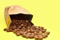 Coffee beans from a paper bag Royalty Free Stock Photo