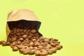 Coffee beans from a paper bag Royalty Free Stock Photo