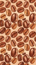 Coffee Beans Pattern on Beige Background Royalty Free Stock Photo