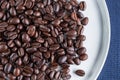 Coffee beans plate top down Royalty Free Stock Photo