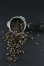 Bunch of coffee beans black background Royalty Free Stock Photo