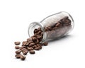 Coffee beans pouring out from bottle Royalty Free Stock Photo