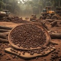 Coffee beans and rainforest deforestation