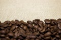 Coffee beans on sackcloth Royalty Free Stock Photo