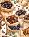 Coffee Beans in Sacks Royalty Free Stock Photo