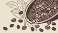 Coffee beans scattered, aromatic coffee and cafe ingredient texture vector design Generative AI Royalty Free Stock Photo