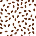 Coffee beans seamless pattern. Brown seeds of coffee isolated on white background. Vector illustration Royalty Free Stock Photo