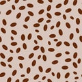 Coffee beans seamless pattern. Brown seeds of coffee vector background Royalty Free Stock Photo