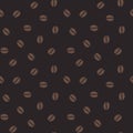 Coffee beans seamless pattern, vector background. Repeated dark brown texture for cafe menu, shop wrapping paper Royalty Free Stock Photo