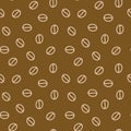 Coffee beans seamless pattern, vector background. Repeated dark brown texture for cafe menu, shop wrapping paper. Flat Royalty Free Stock Photo