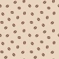 Coffee beans seamless pattern, vector background. Repeated light brown texture for cafe menu, shop wrapping paper Royalty Free Stock Photo