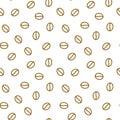 Coffee beans seamless pattern, vector background. Repeated light brown texture for cafe menu, shop wrapping paper. Flat Royalty Free Stock Photo