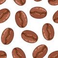 Coffee beans seamless pattern. Vector cartoon flat illustration. Royalty Free Stock Photo