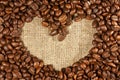 Coffee beans in the shape of heart Royalty Free Stock Photo