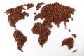 Coffee beans in the shape of the world