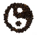 Coffee beans shaped into a yin and yang symbol