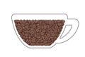 Coffee Beans in simple drawing cup. 3d Rendering Royalty Free Stock Photo