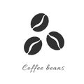 Coffee beans simple flat icon. Vector logo symbol coffee beans silhouette. Robust arabica isolated graphic illustration