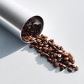 Coffee Beans Spill from Cylinder Royalty Free Stock Photo