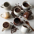 Coffee beans spill over adding a dynamic element to the composition Royalty Free Stock Photo