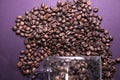 Coffee beans spitted out from cup. Royalty Free Stock Photo