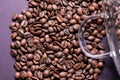 Coffee beans spitted out from cup. Royalty Free Stock Photo