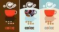 Coffee beans, steam over cup. Flyer, banner, menu cover designs Royalty Free Stock Photo