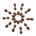 Coffee beans sun shape Royalty Free Stock Photo