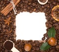 Coffee beans and sweetnesses Royalty Free Stock Photo