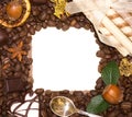 Coffee beans and sweetnesses Royalty Free Stock Photo